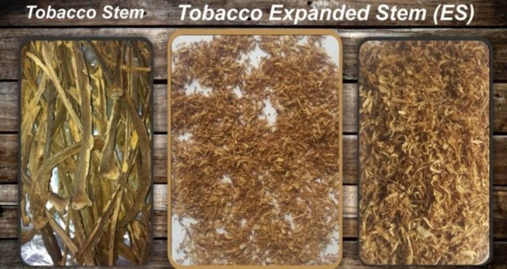 Detailed texture of expanded tobacco stems
